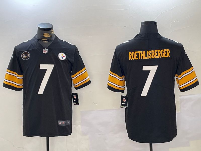 Men Pittsburgh Steelers #7 Roethlisberger Black 2024 Nike Vapor Limited NFL Jersey style 3